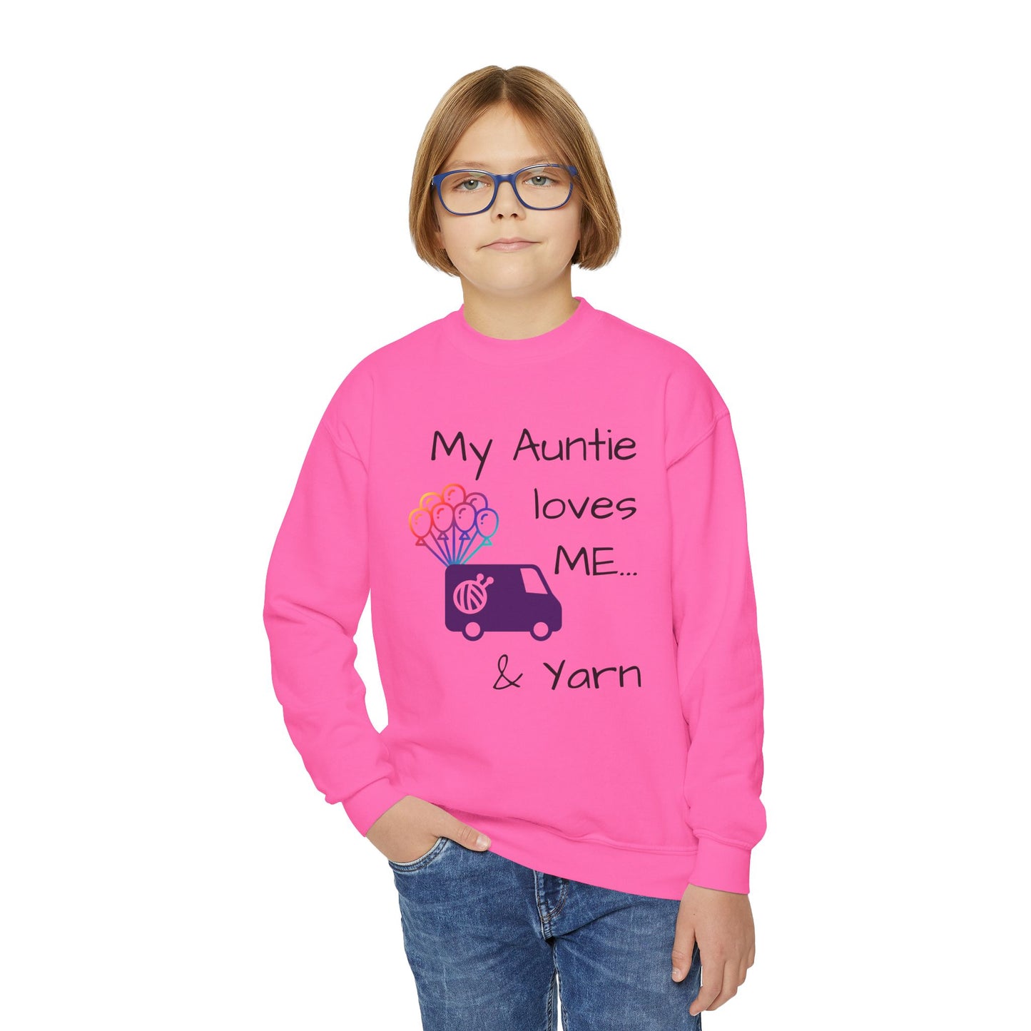 Kid Sweatshirt - My Auntie Loves Me & Yarn - Adorable Knitting Gift