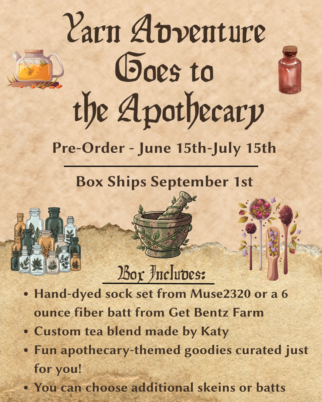 Yarn Adventure Goes to the Apothecary Box