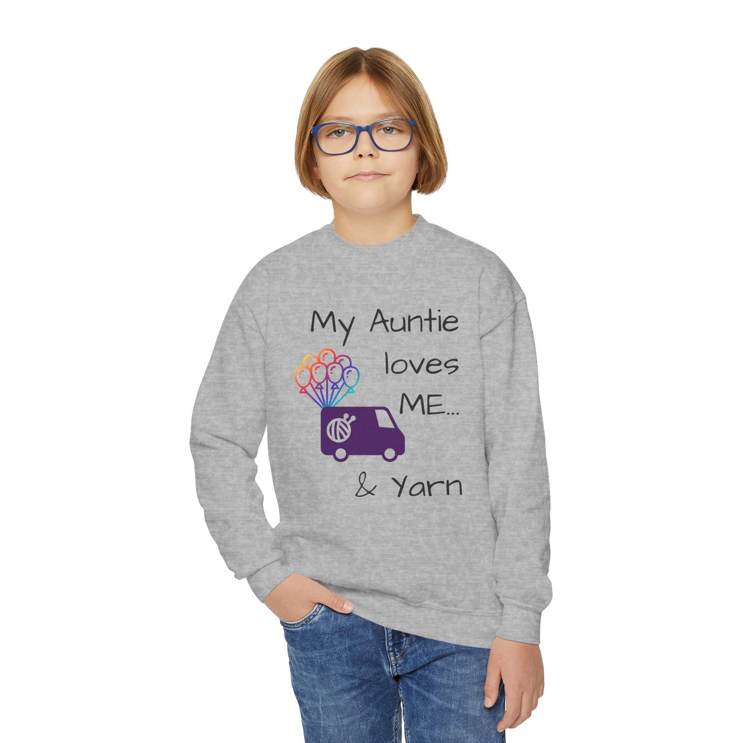 Kid Sweatshirt - My Auntie Loves Me & Yarn - Adorable Knitting Gift